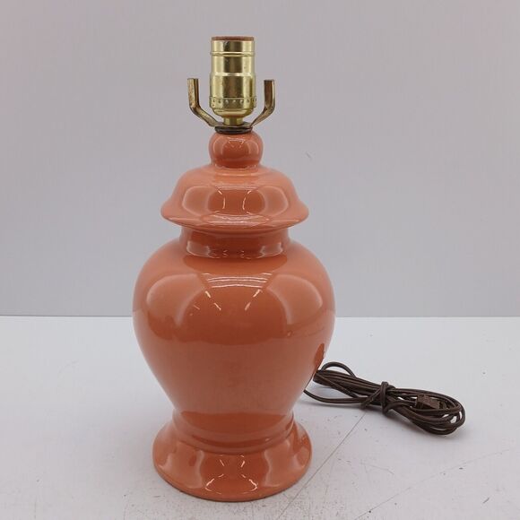 Retro Peach Ginger Jar Glaze Ceramic Pottery Table Lamp Art Deco Pottery - Picture 3 of 14